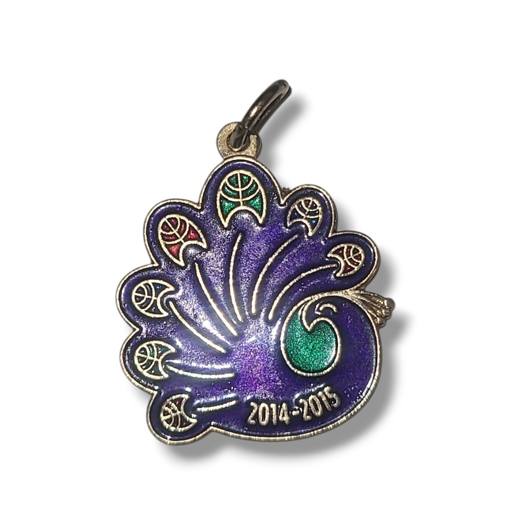 Mardi Gras Peacock Charm Pendant Purple Enamel Krewe 2014 2015 Carnival